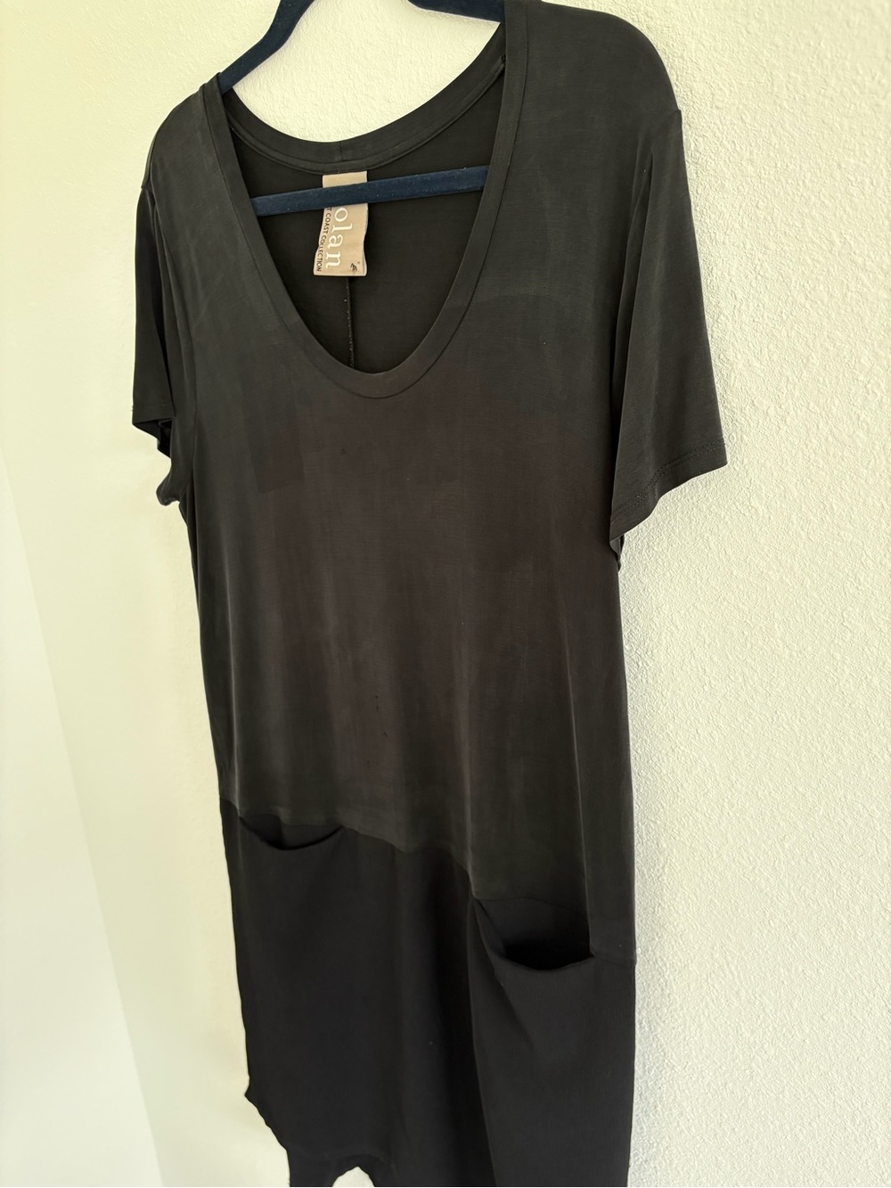 dolan Black Scoop Neck Tunic with Front Pockets